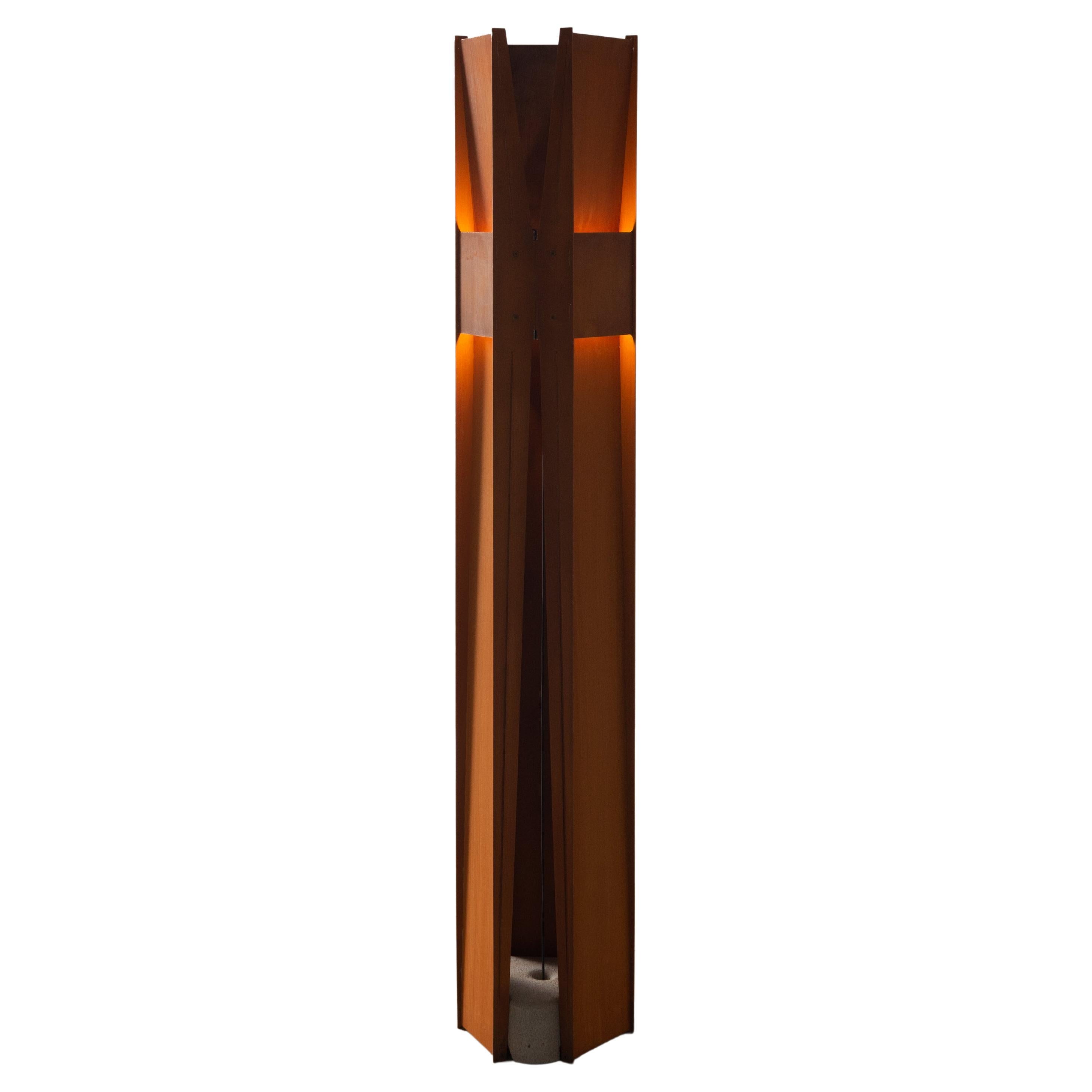 Contemporary Floor Lamp 'Vector' by A-N-D, Weathered Steel For Sale