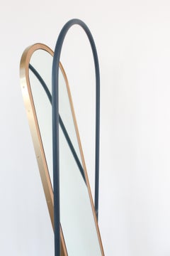 Contemporary Floor Mirror, Curved Frame Full-Length "Pill Mirror"