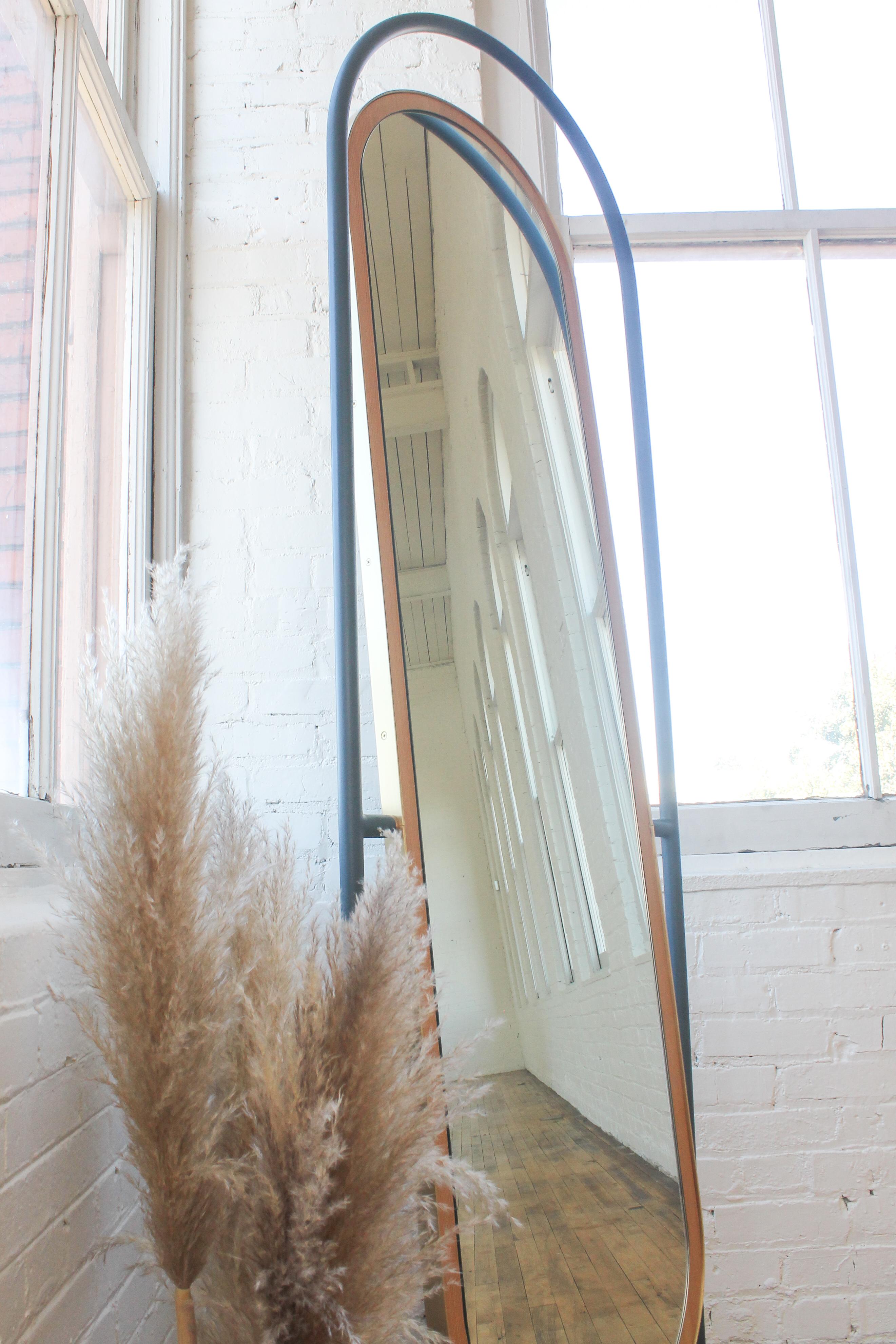 Modern Contemporary Floor Mirror, Curved Frame Full-Length 