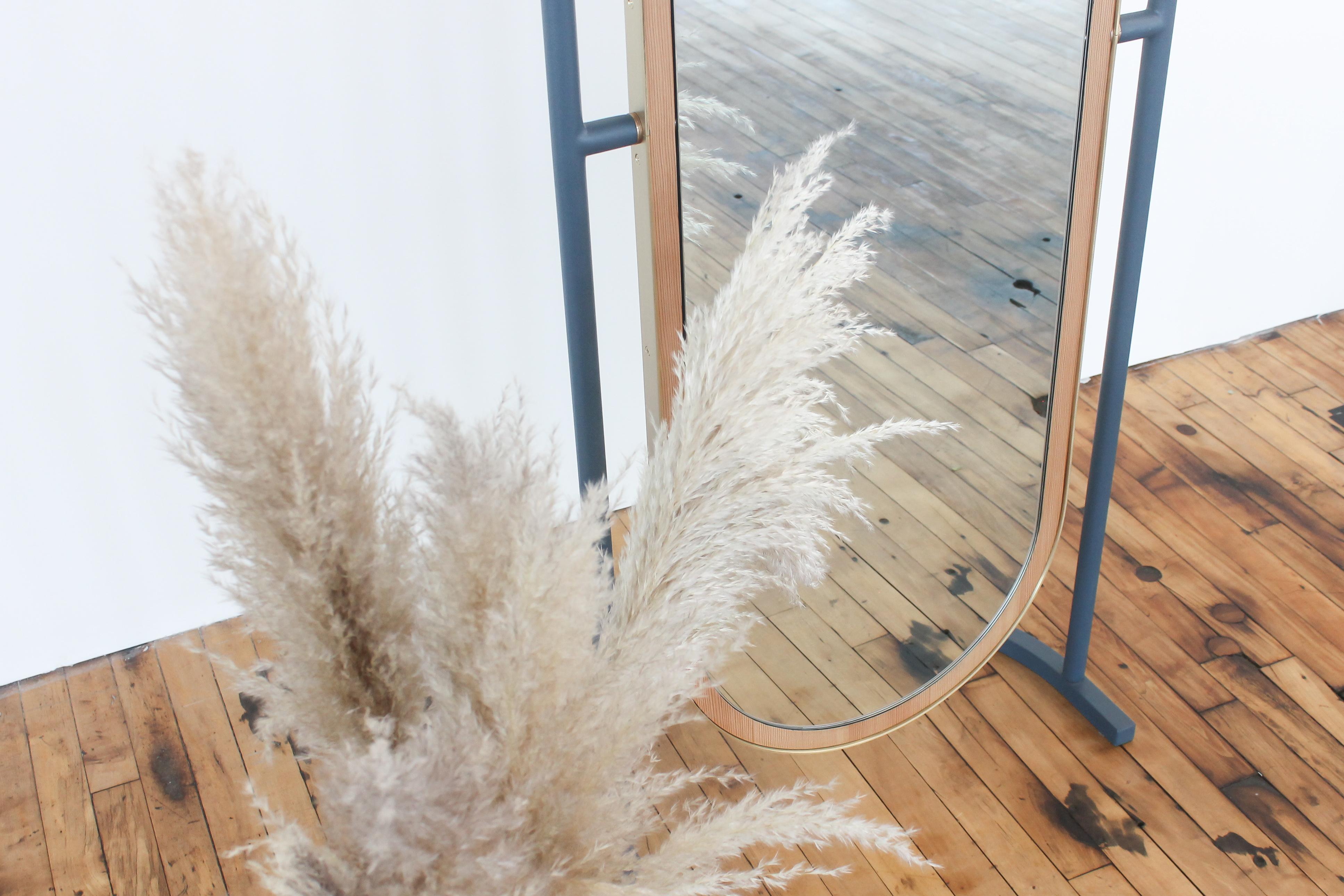 Contemporary Floor Mirror, Curved Frame Full-Length 