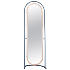 Contemporary Floor Mirror, Curved Frame Full-Length "Pill Mirror"