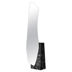 Contemporary Floor Mirror Lake 5 by Noom, Black Marble Alanya