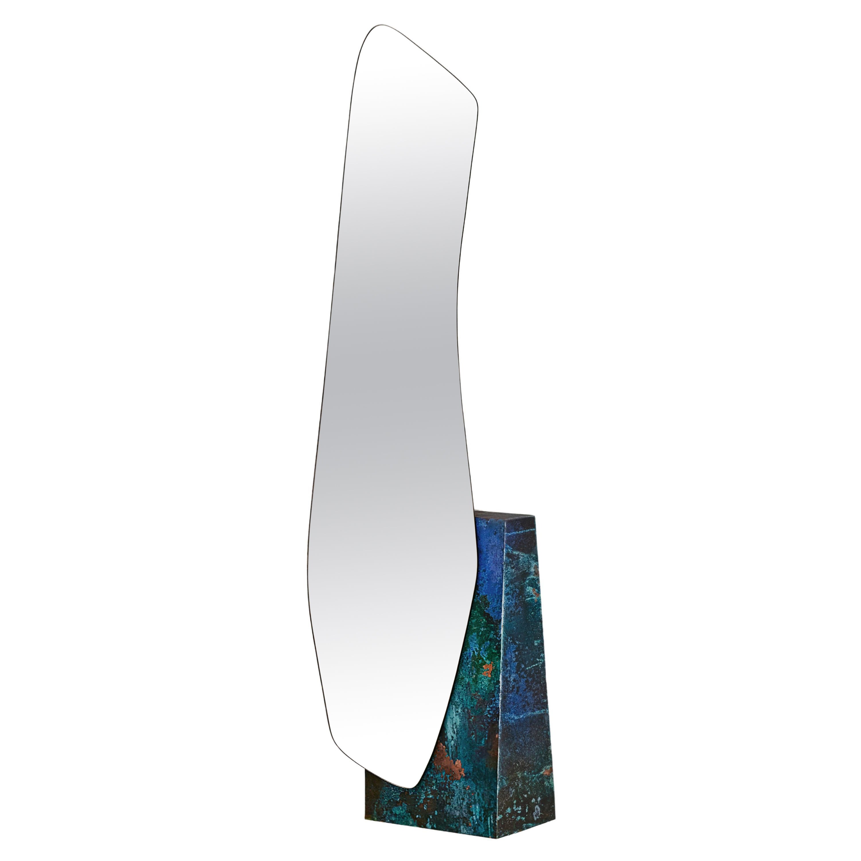Contemporary Floor Mirror 'Lake 5' by NOOM, Oxidized Copper For Sale