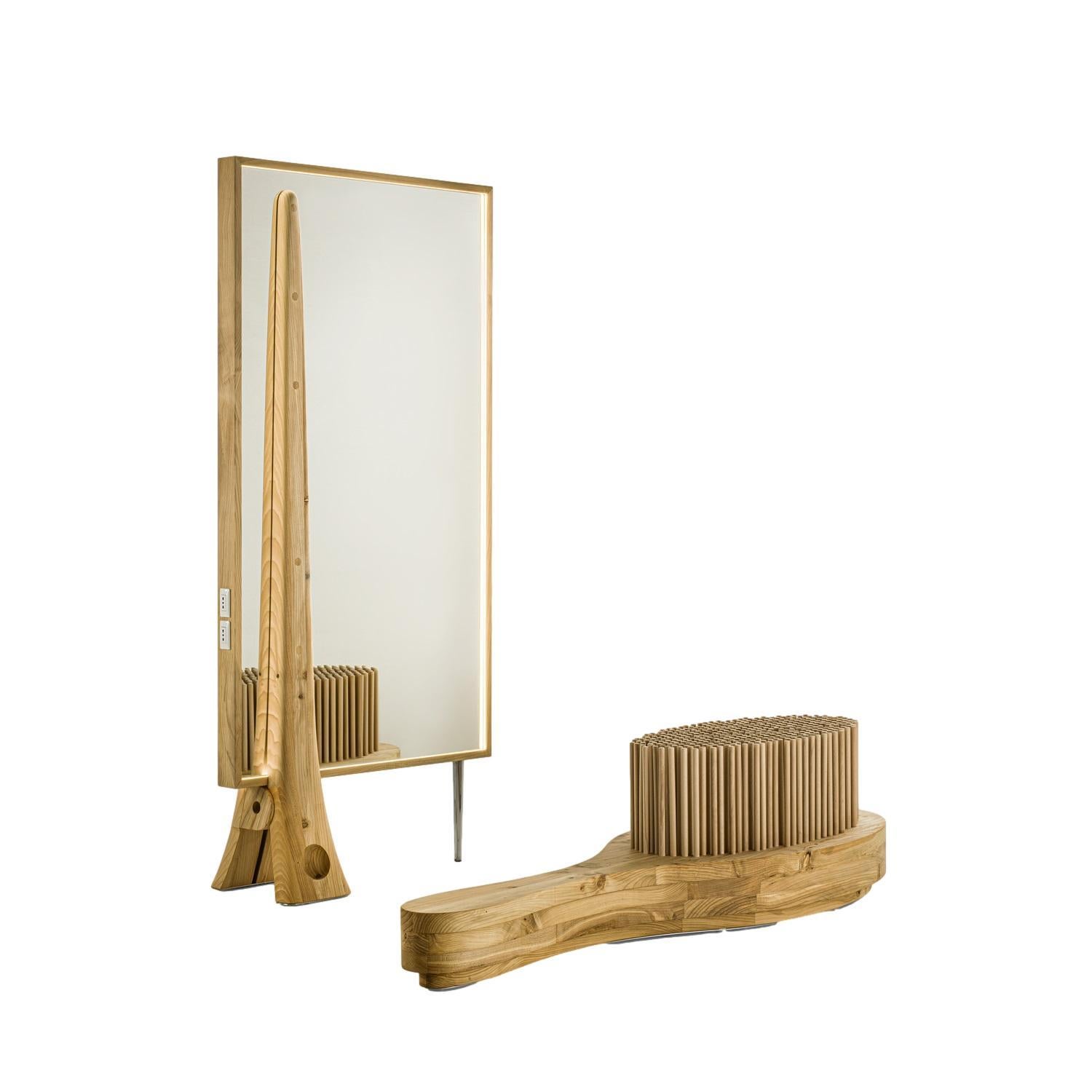 Contemporary Floor Mirror with Cedar Wood Frame In New Condition For Sale In NEW YORK, NY