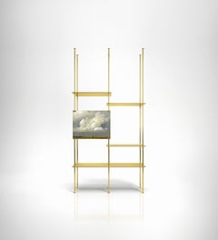 Contemporary Floor to Ceiling Bookshelf Bookcase Storage Unit Brass Metal