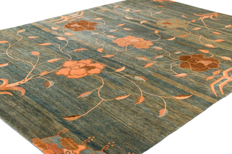 Contemporary Floral Area Rug in Wool by Carini For Sale at 1stDibs