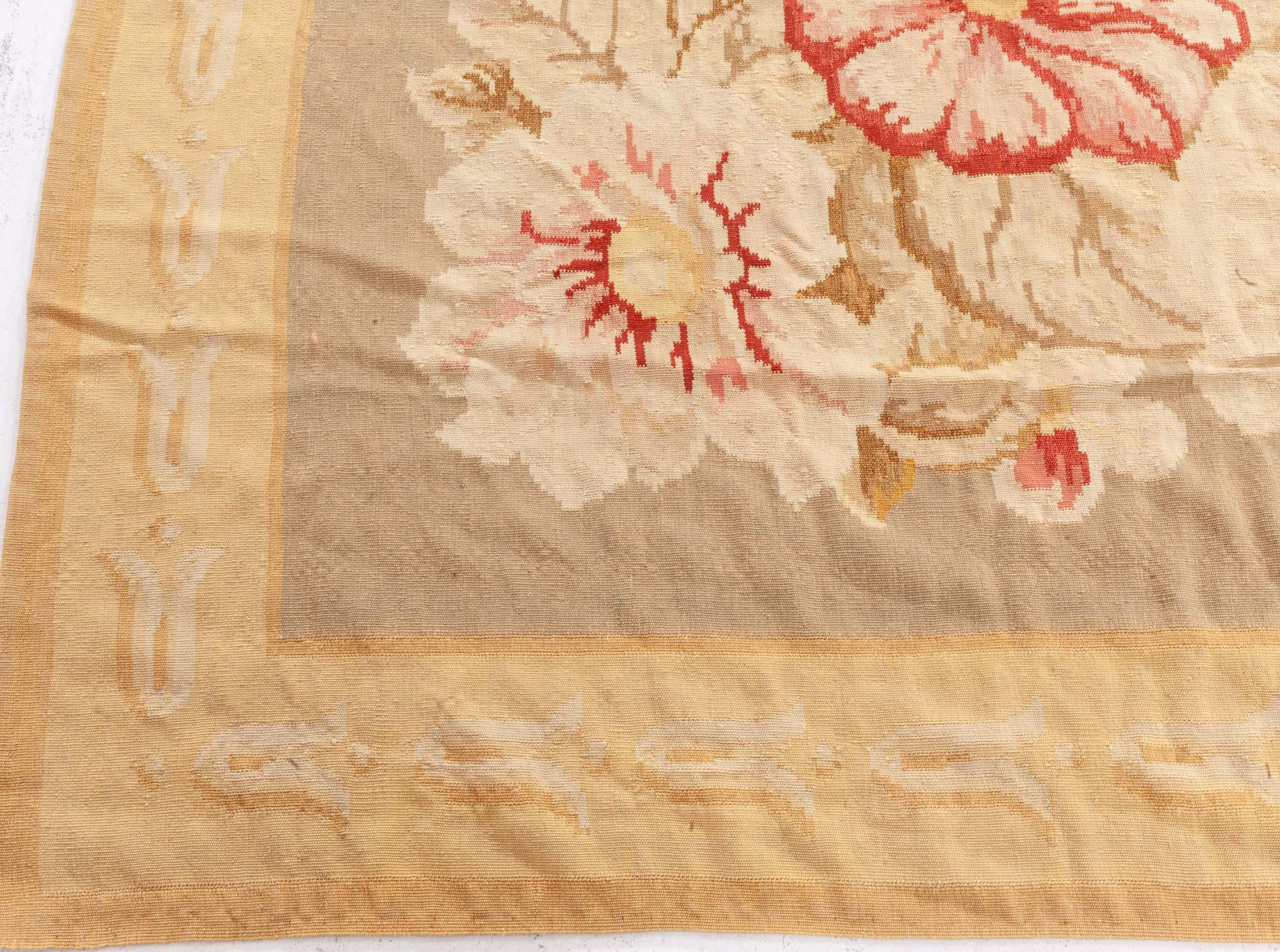 Hand-Woven Contemporary Floral Bessarabian Style Handmade Wool Rug by Doris Leslie Blau For Sale