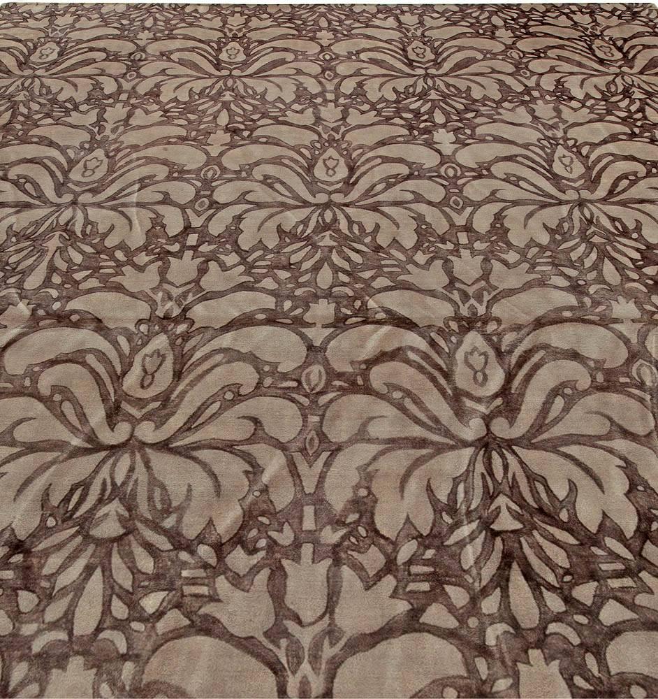 Modern Contemporary Floral Design Handmade Wool Rug by Doris Leslie Blau For Sale