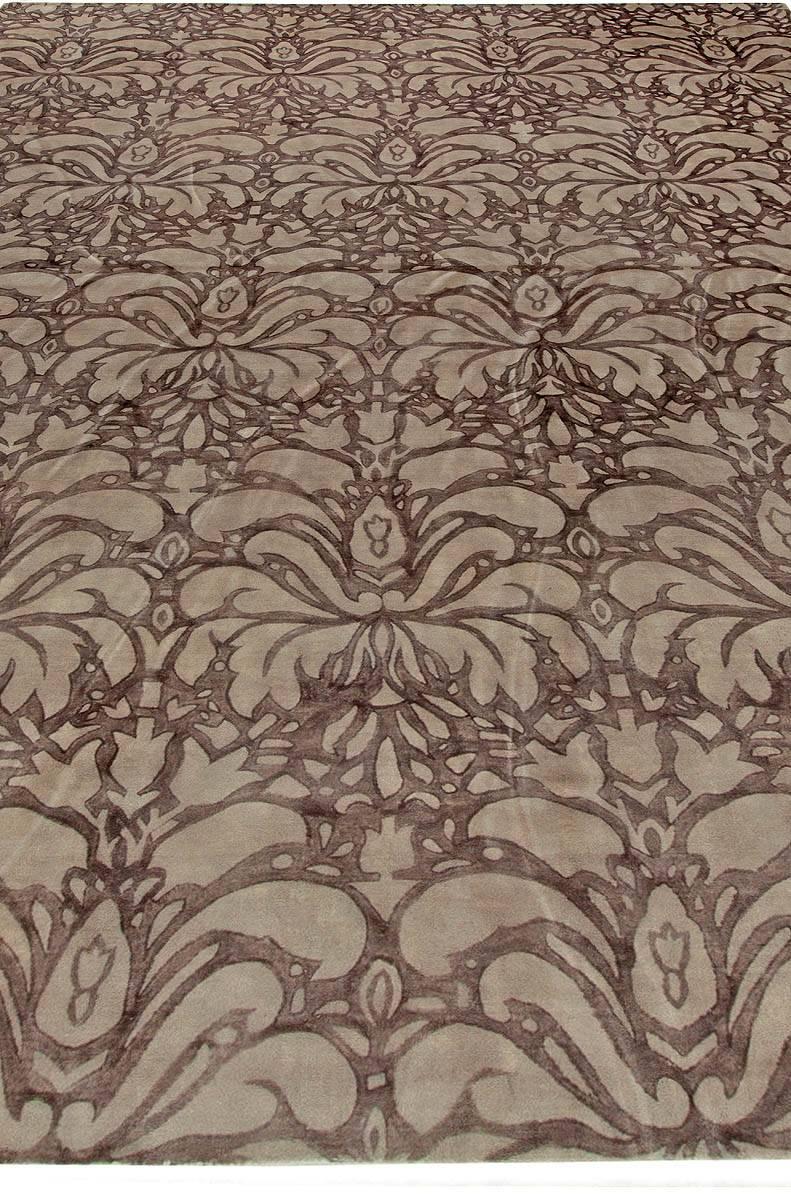 Indian Contemporary Floral Design Handmade Wool Rug by Doris Leslie Blau For Sale