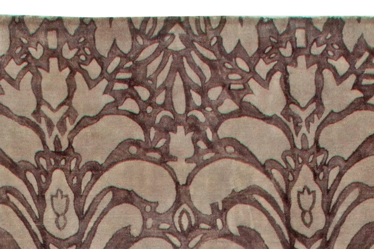Hand-Knotted Contemporary Floral Design Handmade Wool Rug by Doris Leslie Blau For Sale