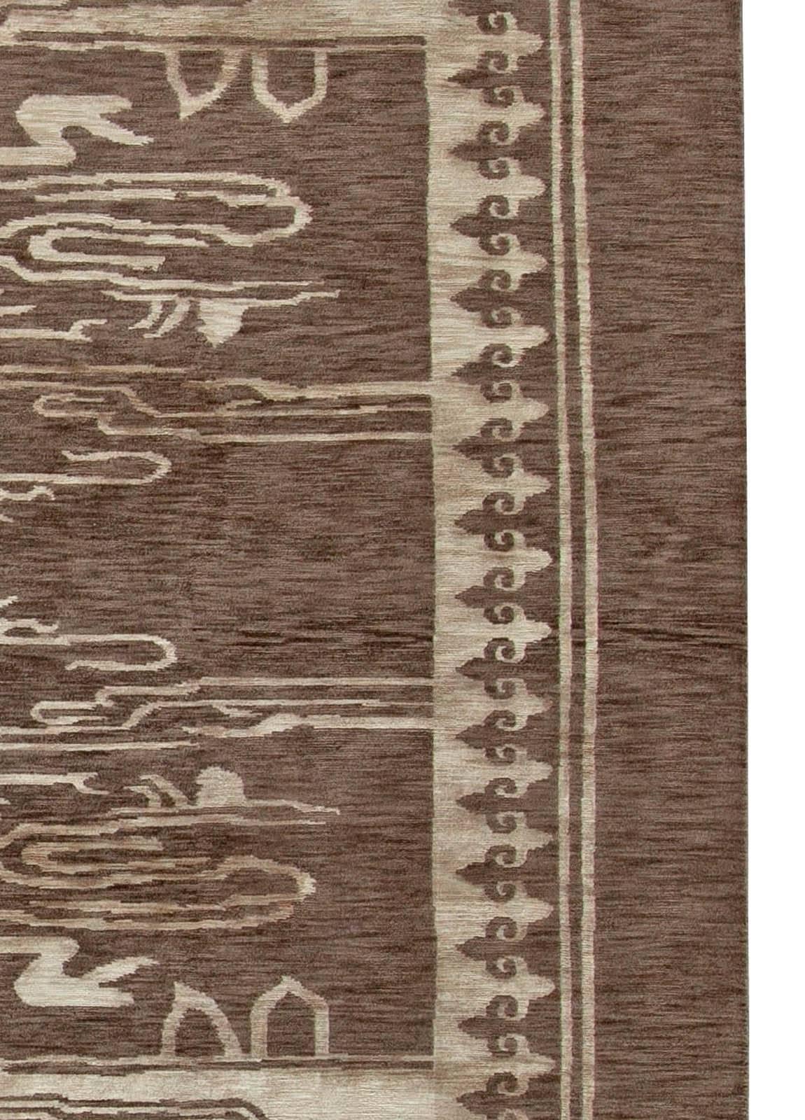 Noué à la main Tapis en laine contemporain à motifs floraux fait à la main par Doris Leslie Blau en vente