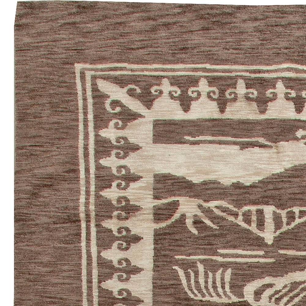 Tapis en laine contemporain à motifs floraux fait à la main par Doris Leslie Blau Neuf - En vente à New York, NY