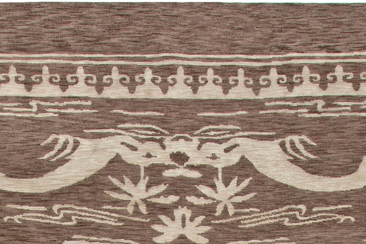 Contemporary Floral Design Handmade Wool Rug by Doris Leslie Blau For Sale 1