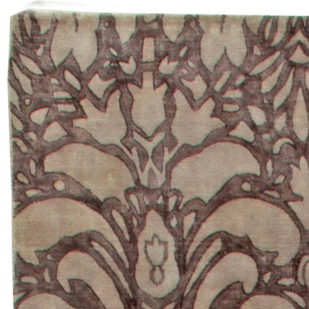 Contemporary Floral Design Handmade Wool Rug by Doris Leslie Blau For Sale 1