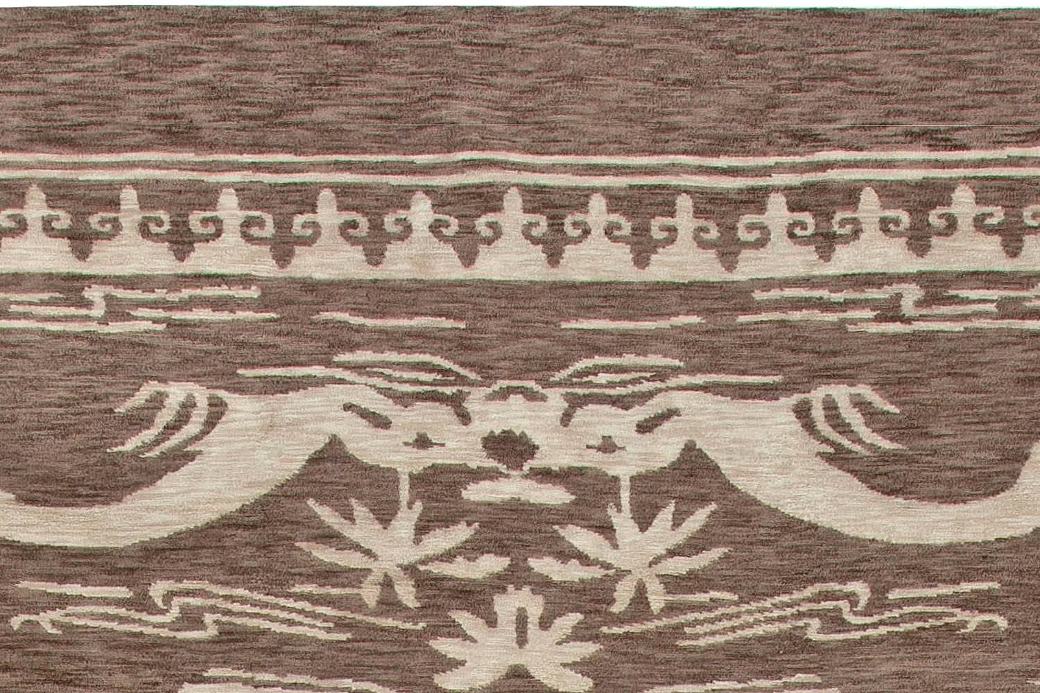 XXI secolo e contemporaneo Tappeto in lana fatto a mano dal design floreale contemporaneo di Doris Leslie Blau in vendita