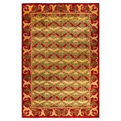 Contemporary Floral Hand Knotted Wool Brown Area Rug