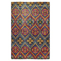 Contemporary Floral Hand Knotted Wool Multi Area Rug
