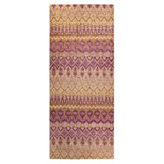 Contemporary Floral Hand Knotted Wool Purple Area Rug