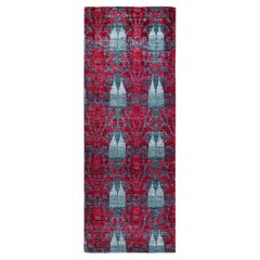 Contemporary Floral Hand Knotted Wool Red Area Rug