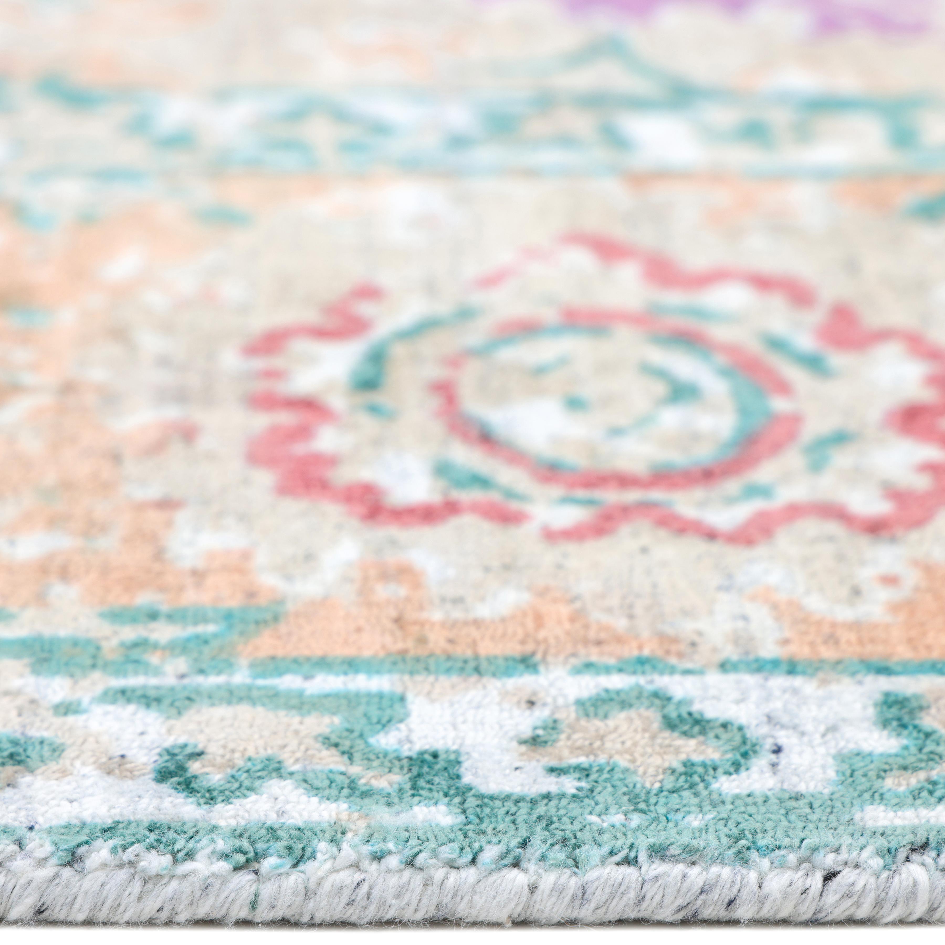 Contemporary Floral Hand Made Beige Area Rug 8' 0