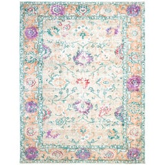 Tapis de sol Contemporary Floral Hand Made Beige 8' 0" x 10' 0"
