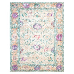 Alfombra Floral Contemporánea Hand Made Beige 30 cm x 30 cm