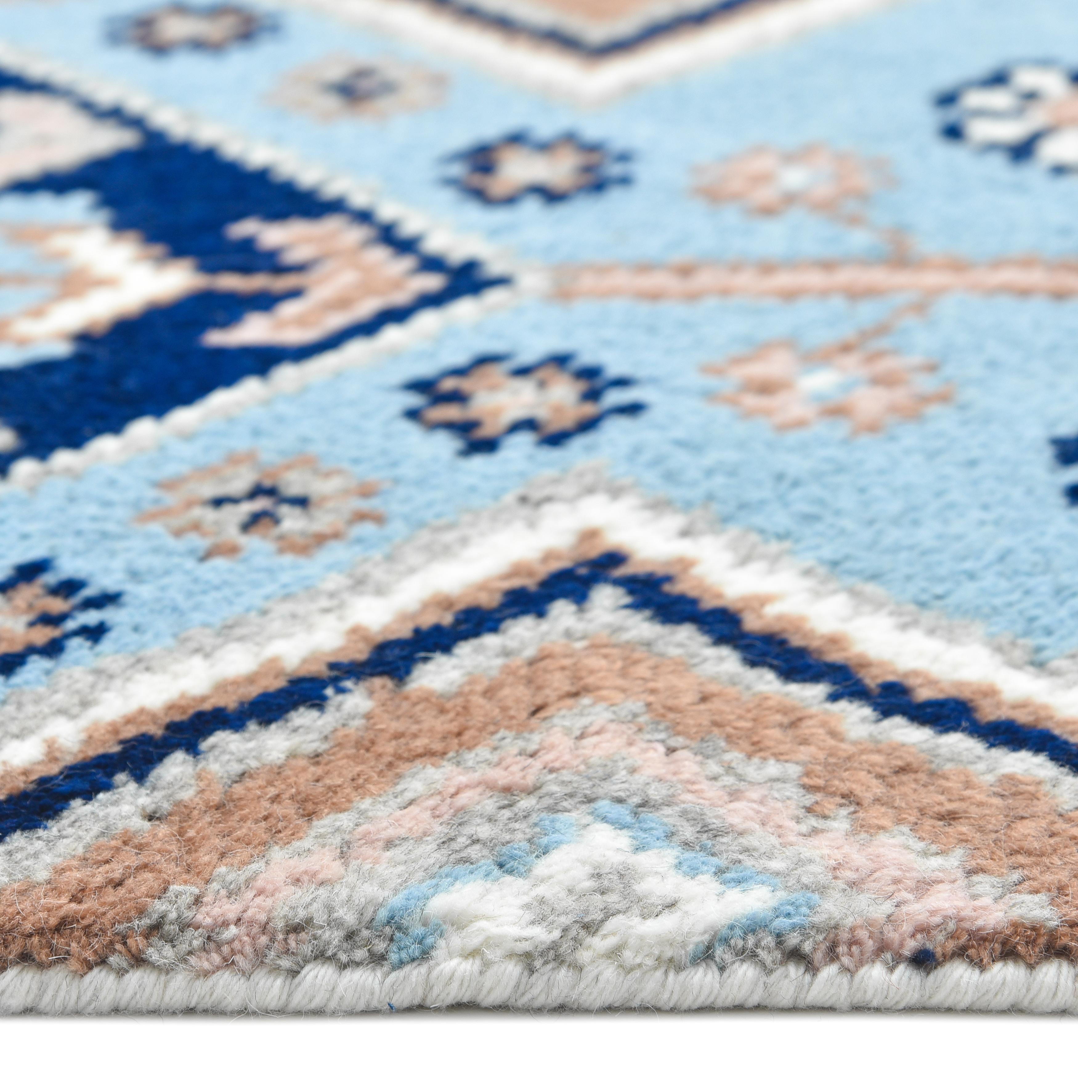 Contemporary Floral Hand Made Blue Area Rug 5' 0