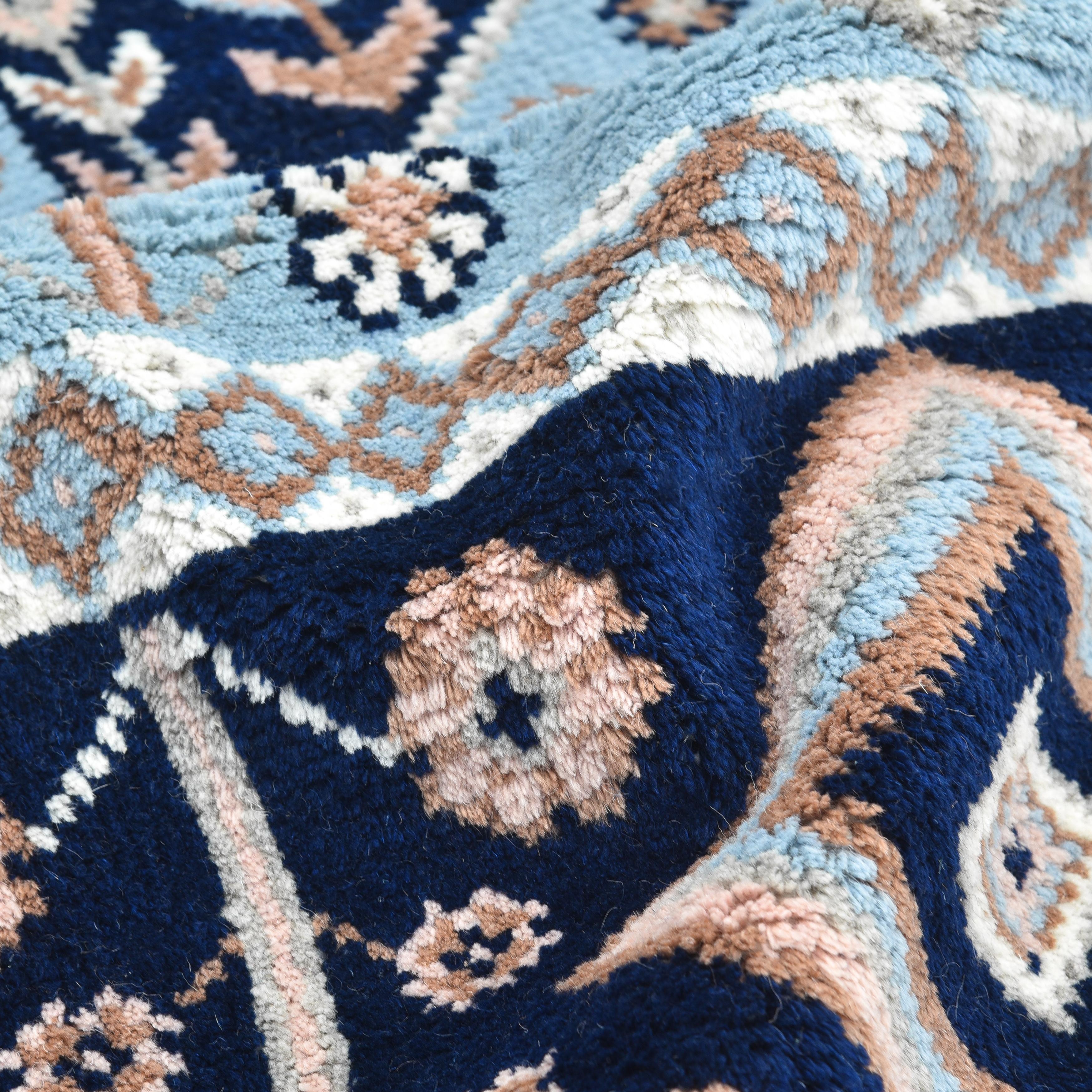Contemporary Floral Hand Made Blue Area Rug 5' 0