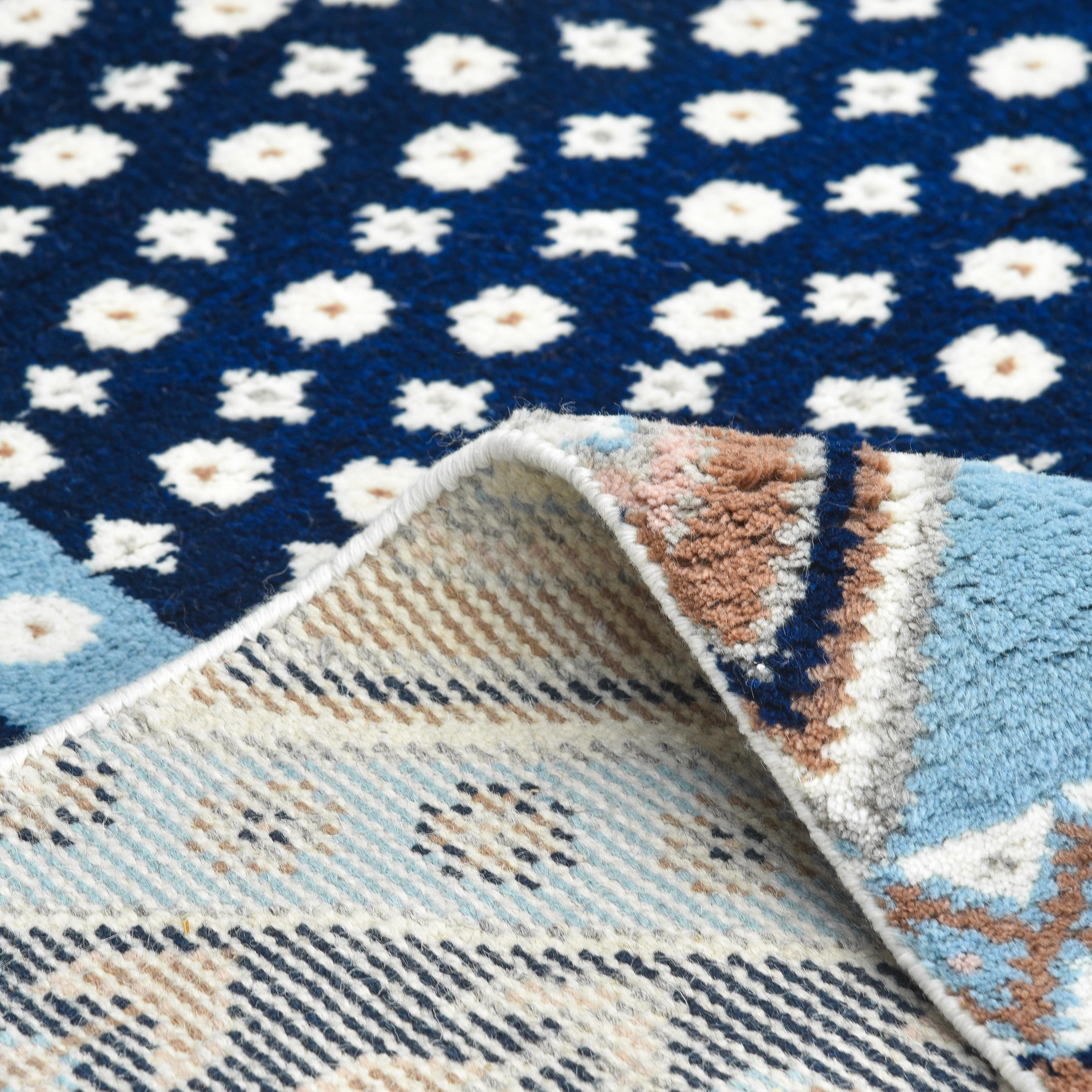 XXIe siècle et contemporain Tapis de sol Contemporary Floral Hand Made Blue 8' 0
