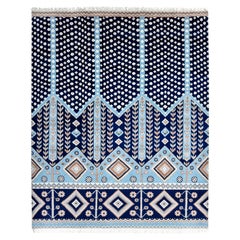 Contemporary Floral Hand Made Blue Area Rug 8' 0" x 10' 0"