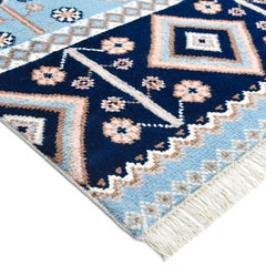 Contemporary Floral Hand Made Blue Area Rug 9' 0" x 12' 0"