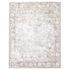 Contemporary Floral Hand Made Gray Area Rug 10' 0" x 14' 0"