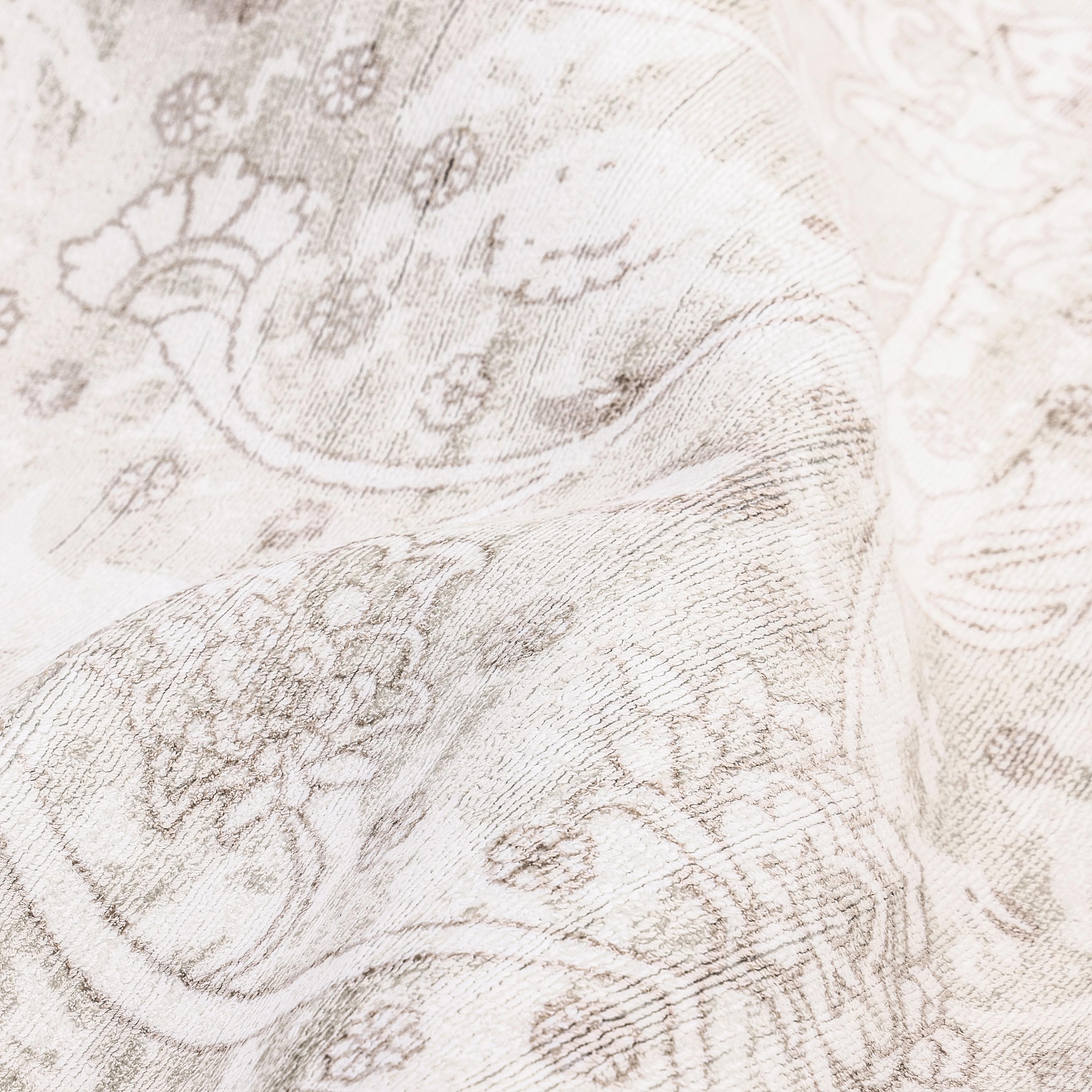 Alfombra Floral Contemporánea Hand Made Gris 3' 0