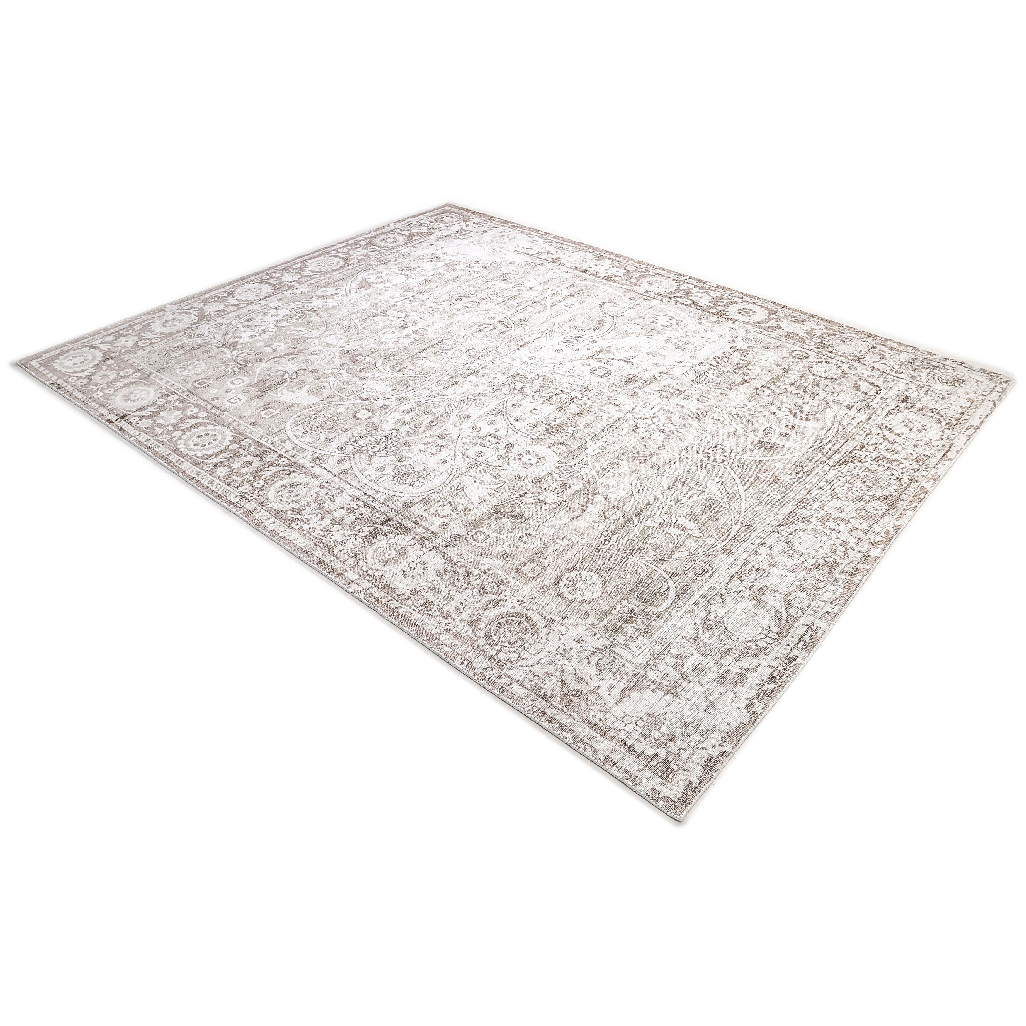 Alfombra Floral Contemporánea Hand Made Gris 3' 0