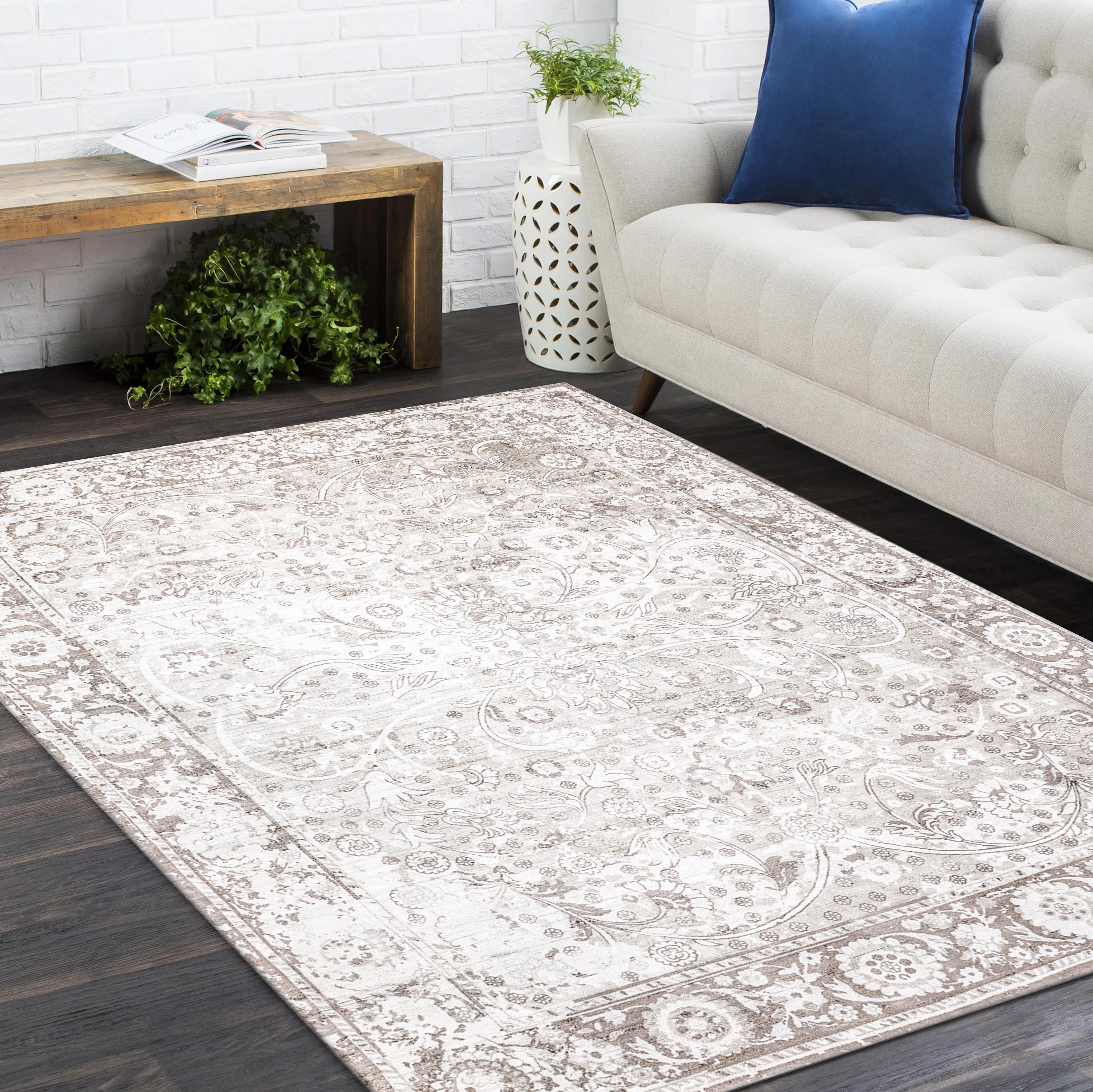 Alfombra Floral Contemporánea Hand Made Gris 3' 0