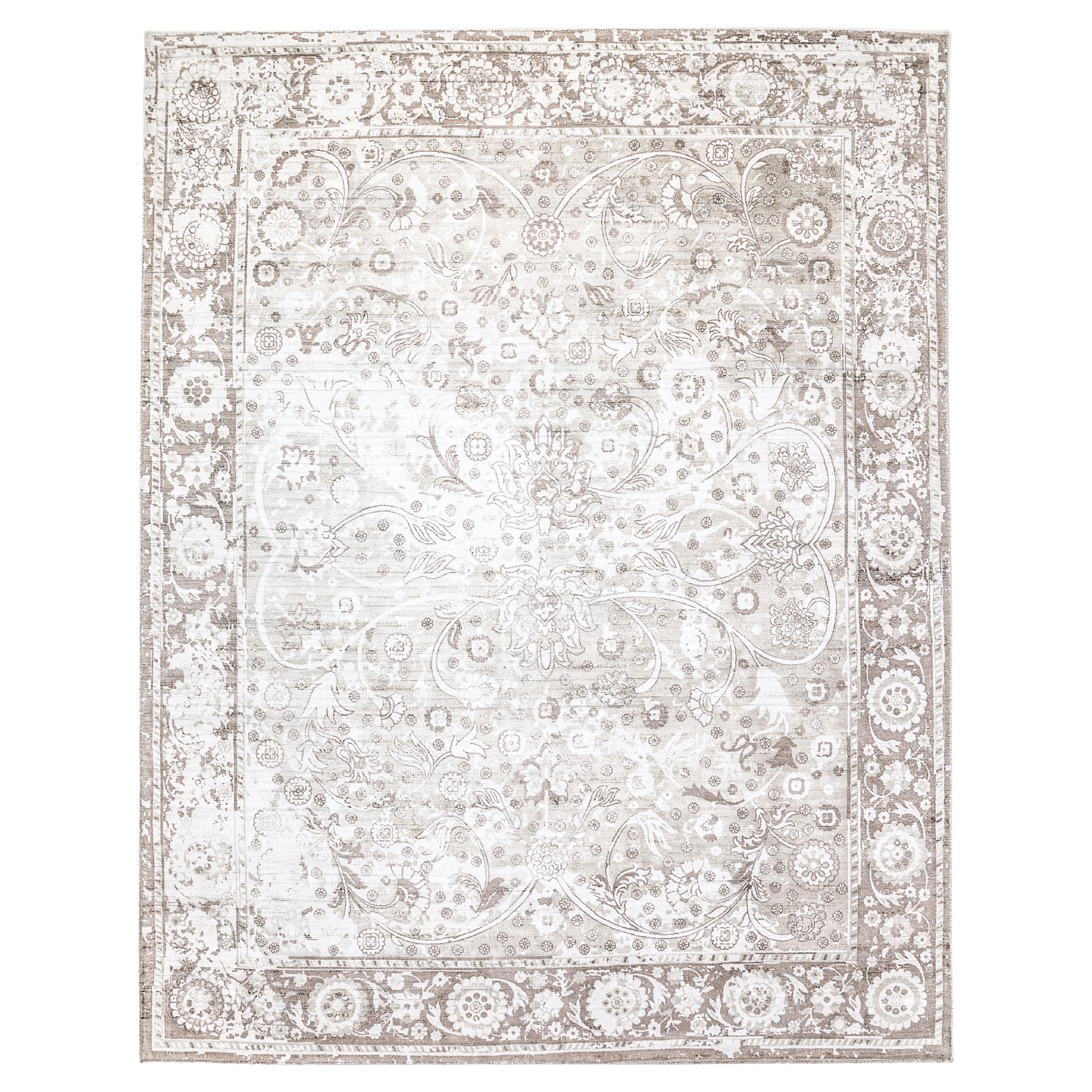 Contemporary Floral Hand Made Gray Area Rug 3' 0" x 5' 0"