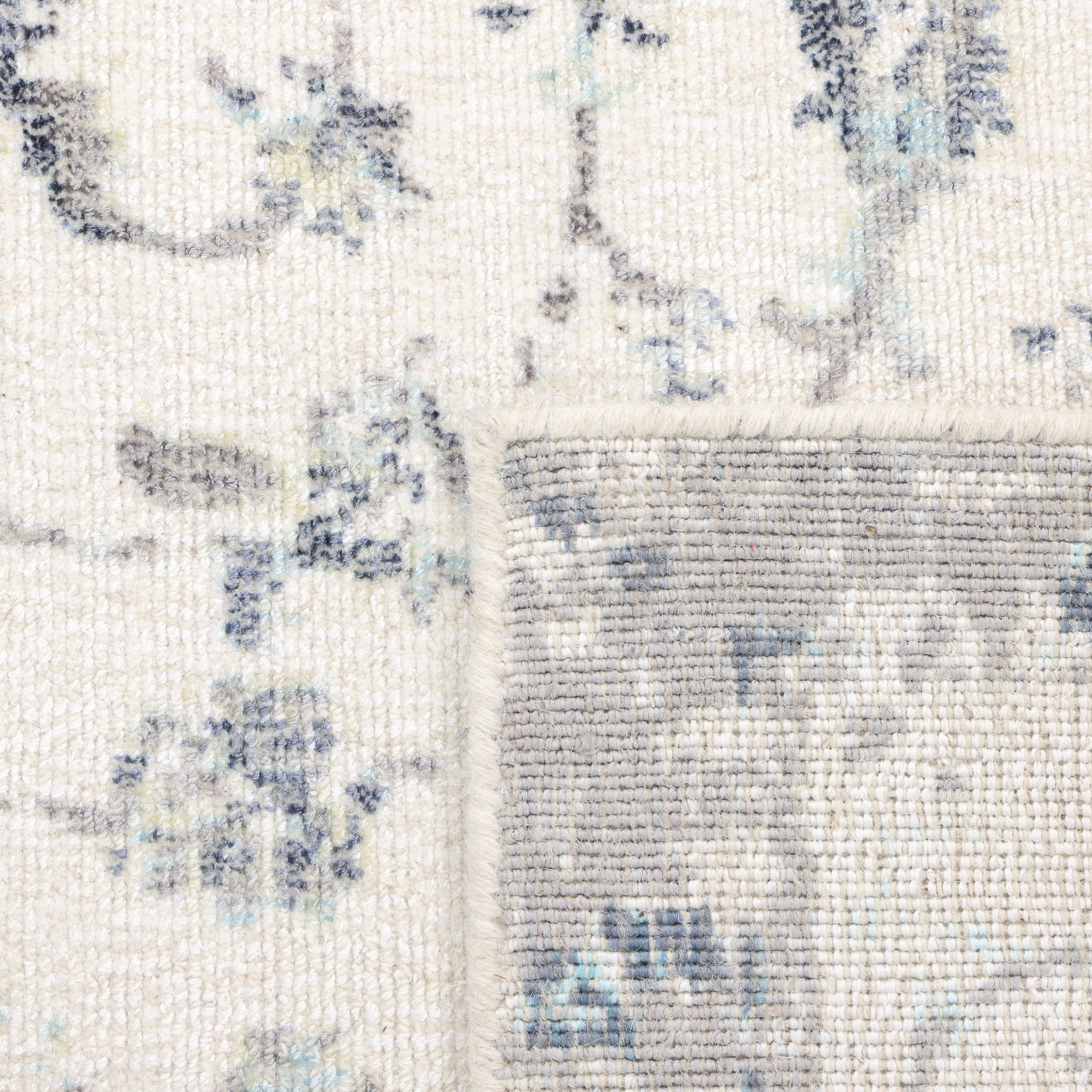 Contemporary Floral Hand Made Elfenbein Bereich Teppich 3' 0