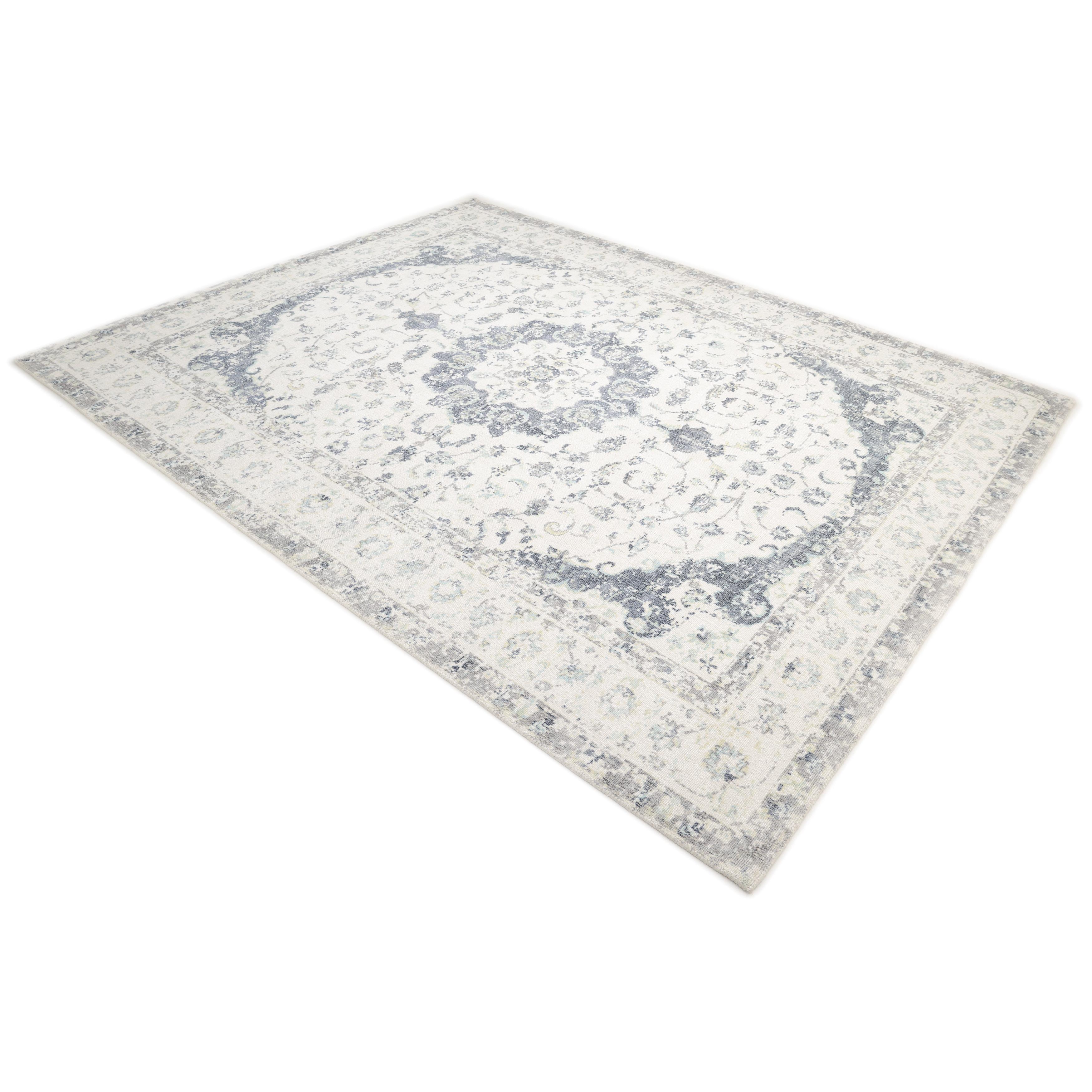 Contemporary Floral Hand Made Elfenbein Bereich Teppich 3' 0