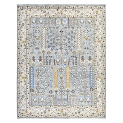 Tappeto d'area grigio chiaro floreale contemporaneo Hand Made 3' 0" x 5' 0"