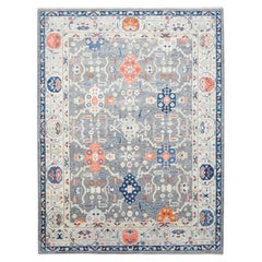 Tappeto d'area grigio chiaro floreale contemporaneo Hand Made 3' 0" x 5' 0"