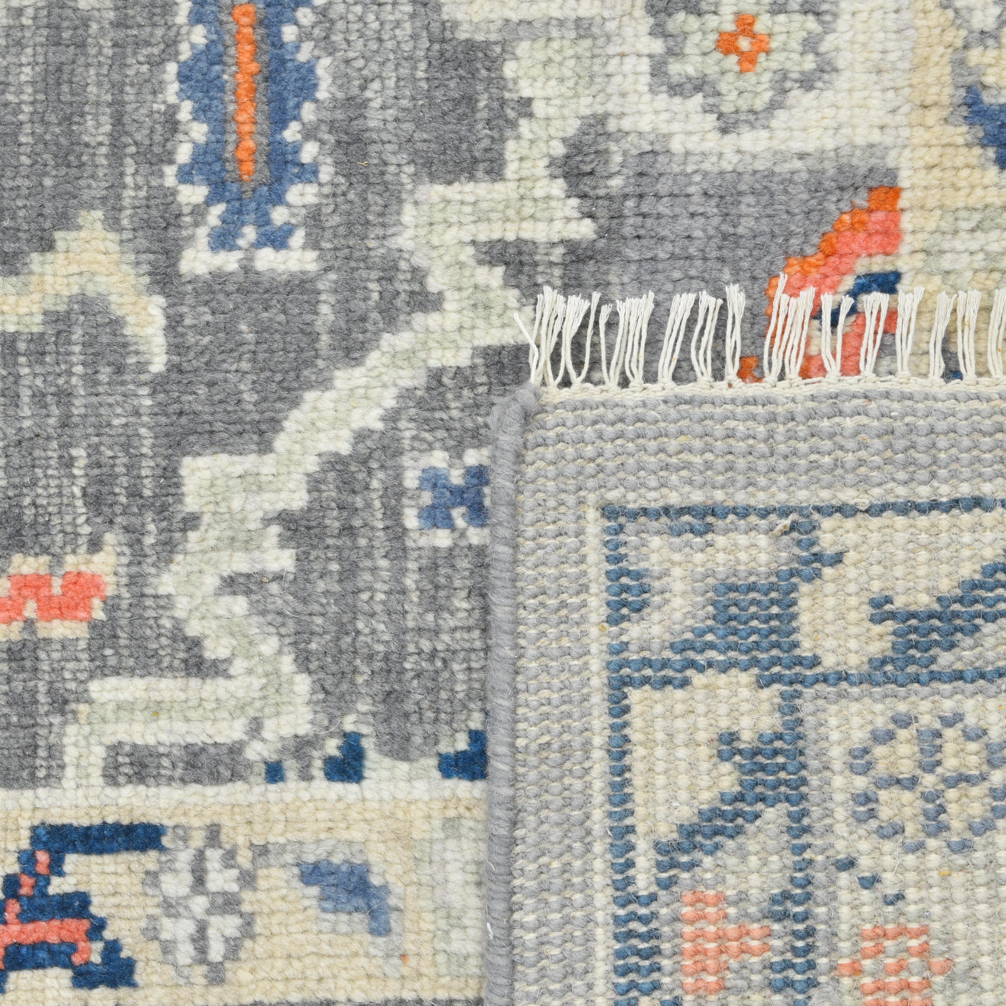 Wool Contemporary Floral Hand Made Light Gray Area Rug 5' 0