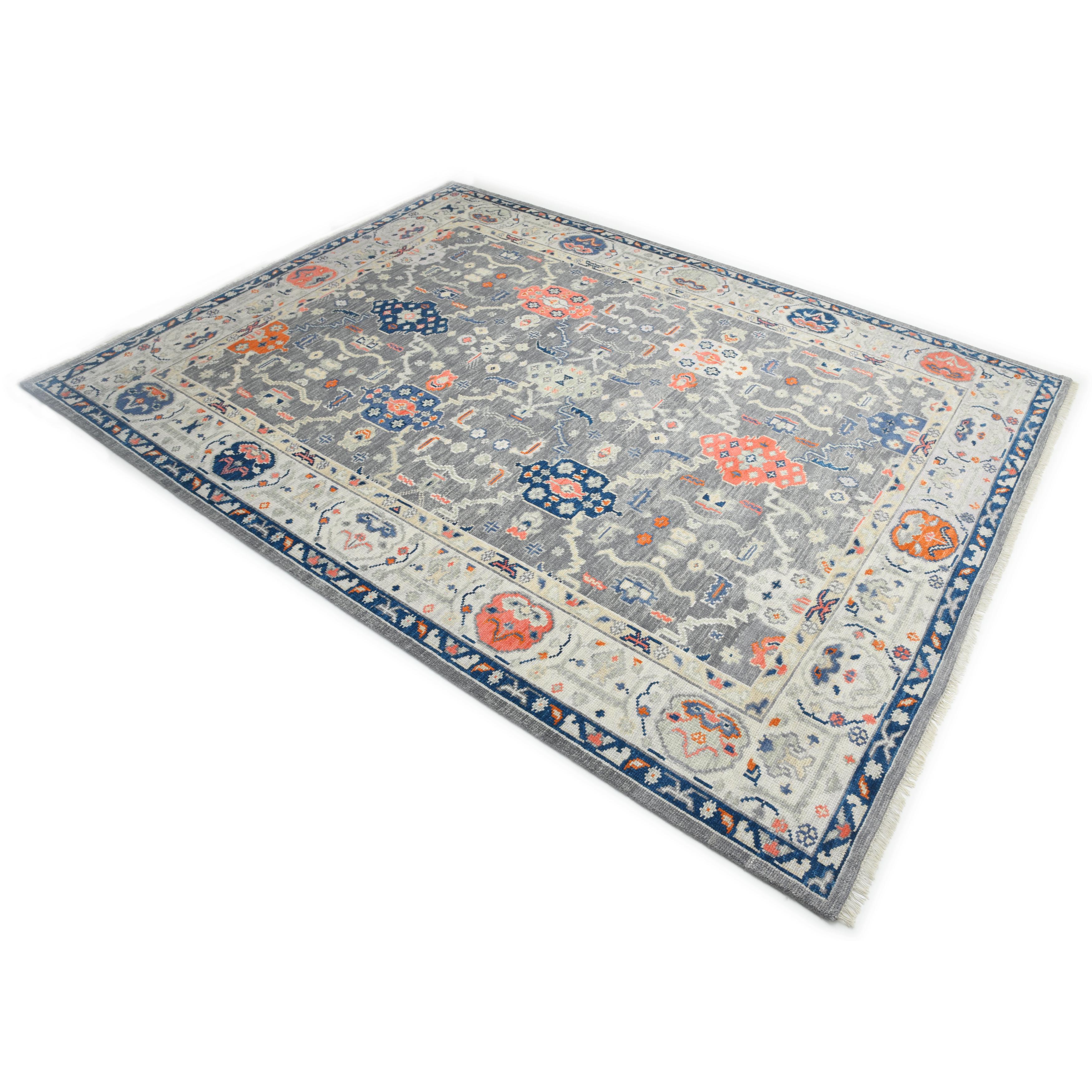 Contemporary Floral Hand Made Light Gray Area Rug 5' 0