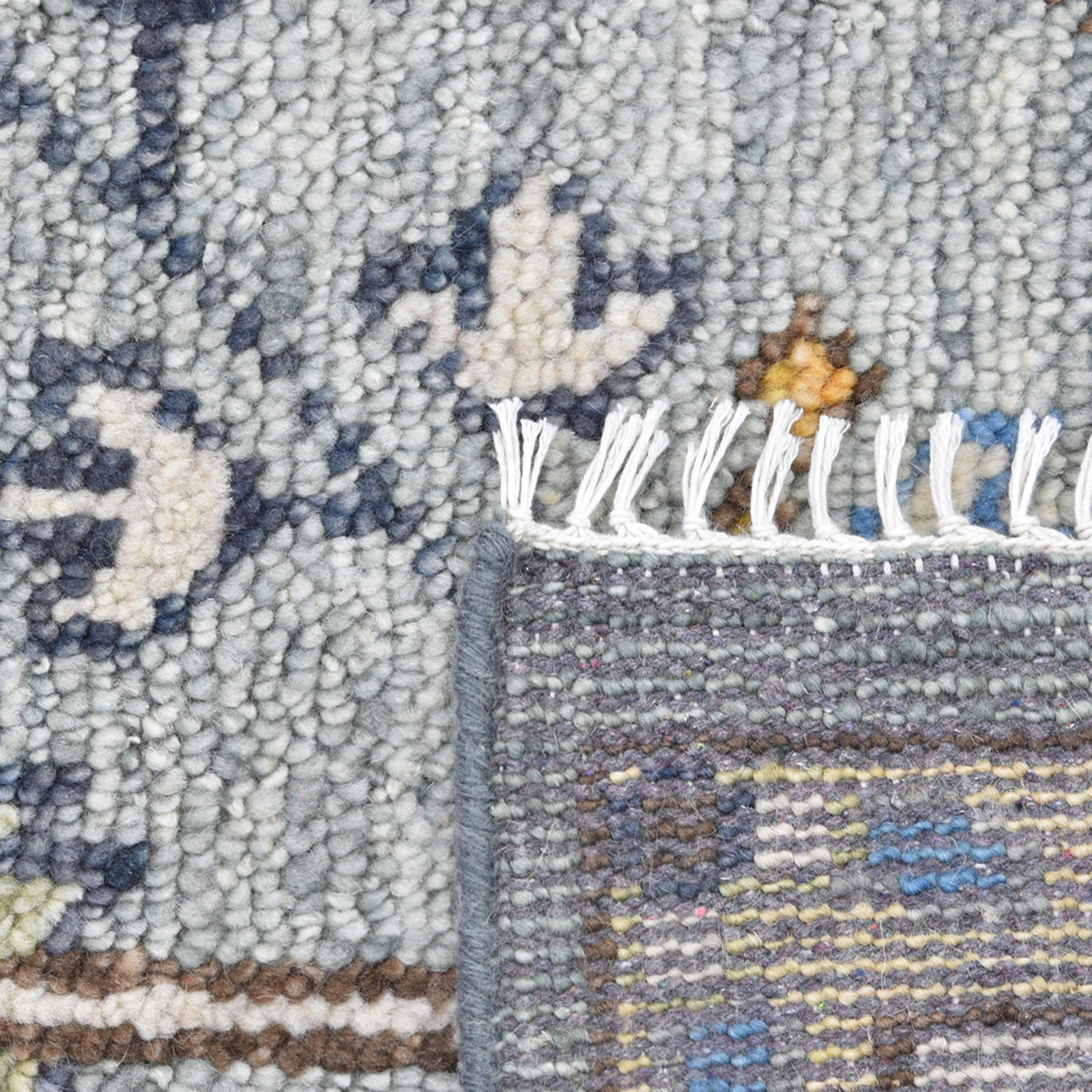 Tapis de sol Contemporary Floral Hand Made Light Gray 9' 0