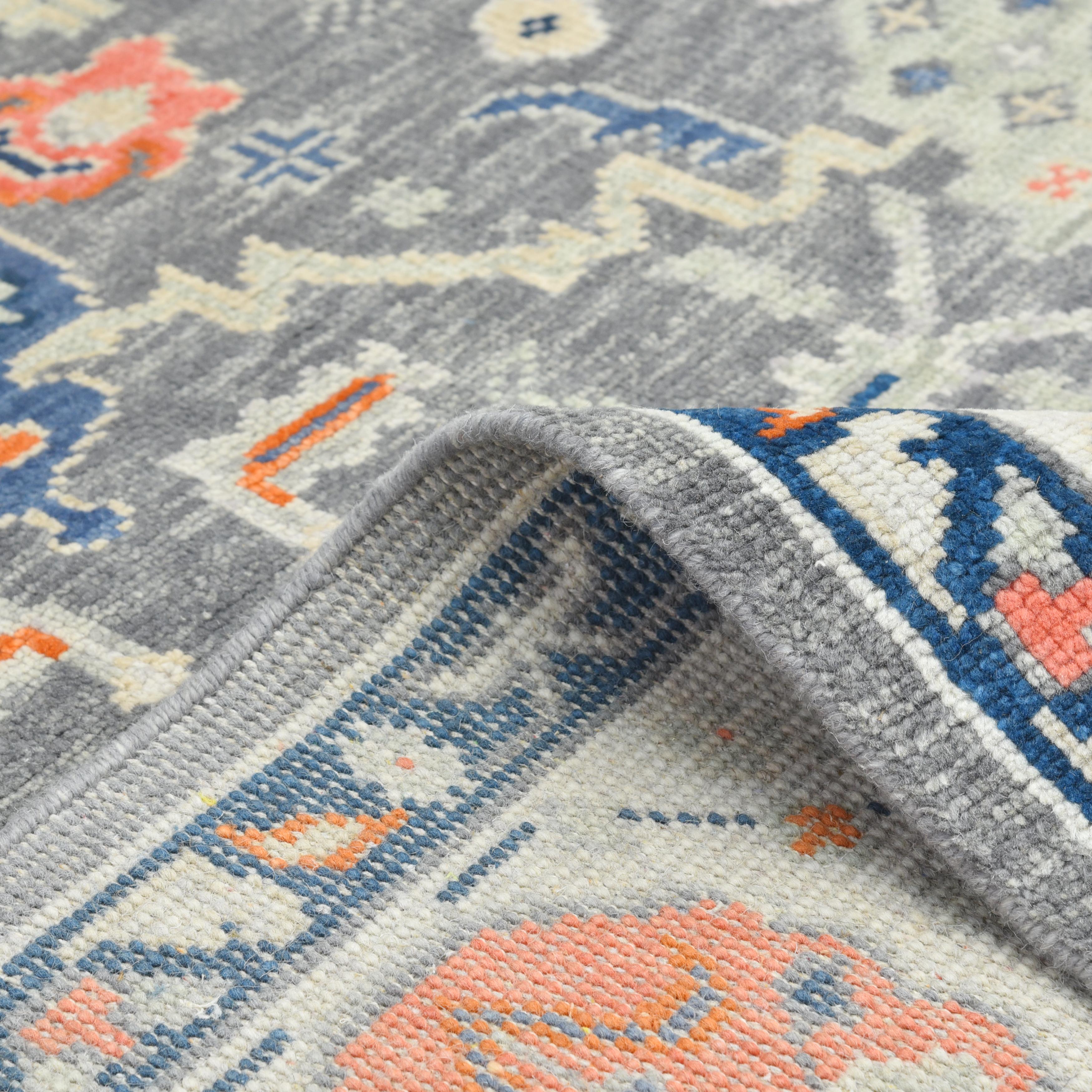 Wool Contemporary Floral Hand Made Light Gray Area Rug 9' 0
