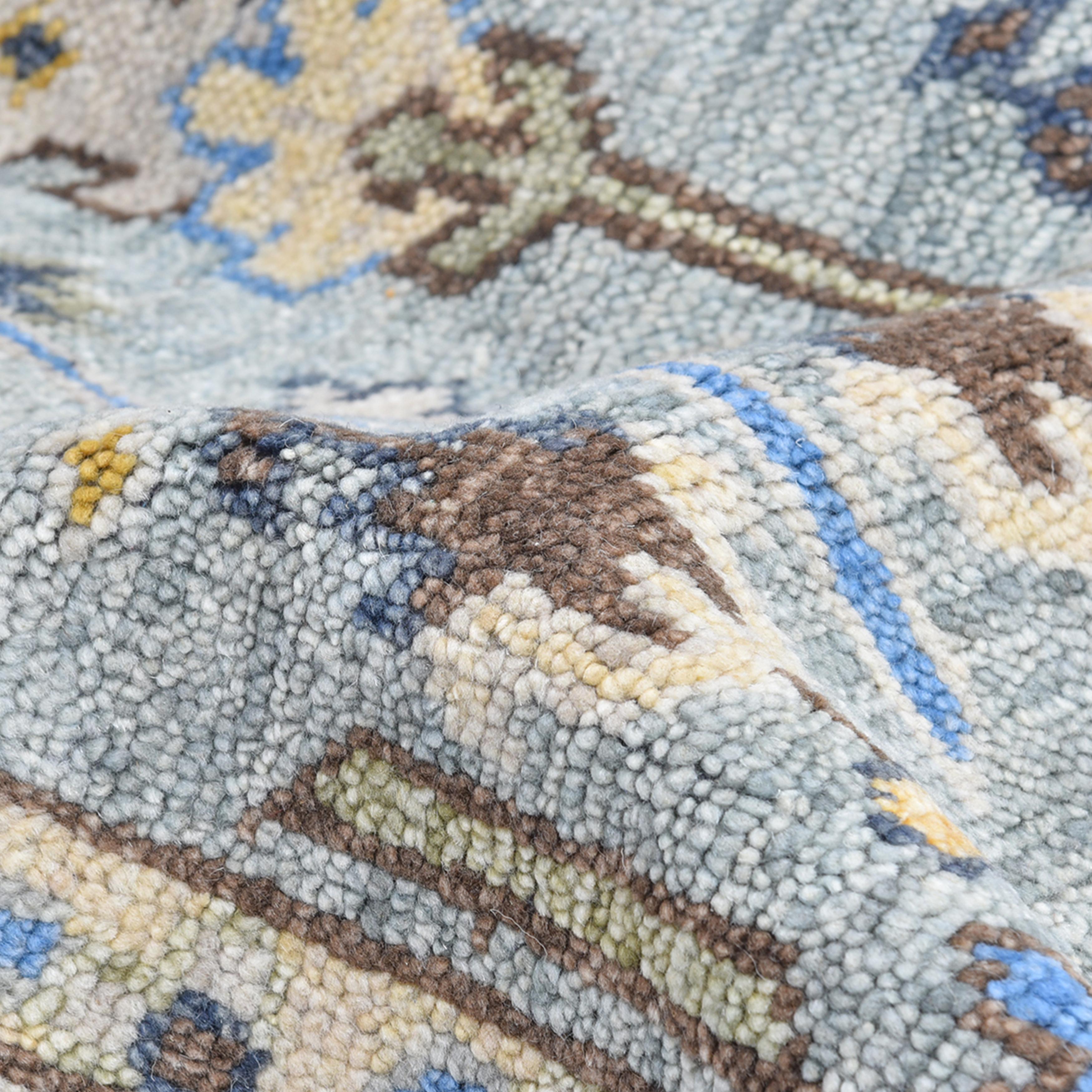 Tapis de sol Contemporary Floral Hand Made Light Gray 9' 0