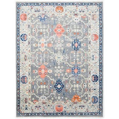 Contemporary Floral Hand Made Light Gray Area Rug 9' 0" x 12' 0"