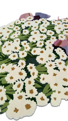 Contemporary Floral Hand-Tufted Rug with Layered Botanical Design in Soft Pastel