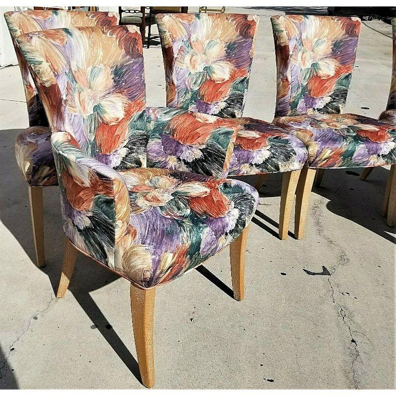 For FULL item description be sure to click on CONTINUE READING at the bottom of this listing.

Offering One Of Our Recent Palm Beach Estate Fine Furniture Acquisitions Of 
A Very Comfortable Set of 6 Contemporary Floral Print Upholstered Klismos Leg