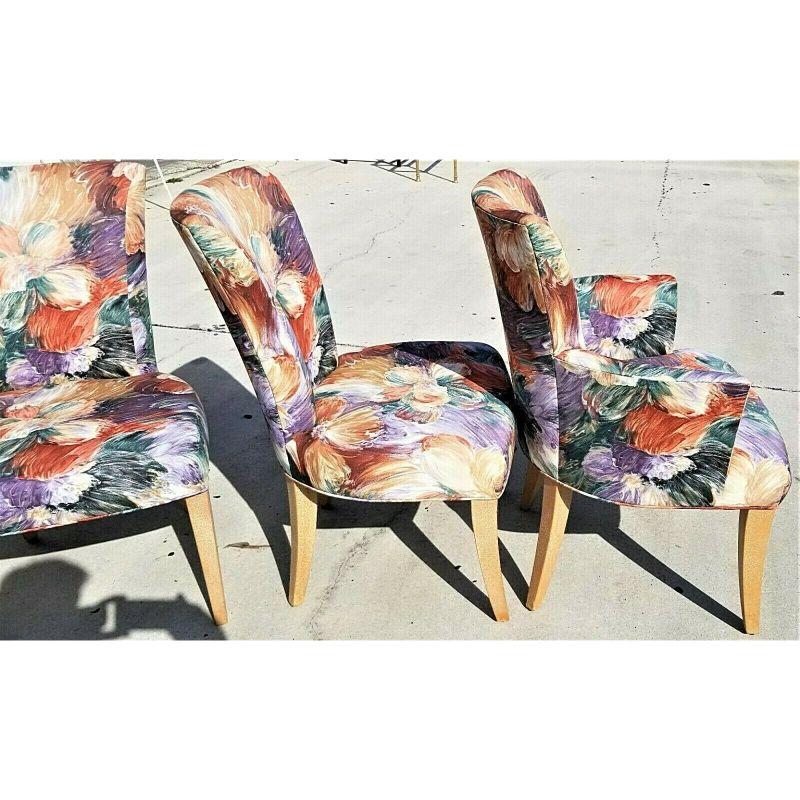Modern Contemporary Floral Klismos Leg Dining Chairs - Set of 6