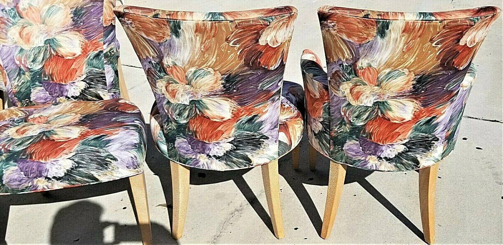 Unknown Contemporary Floral Klismos Leg Dining Chairs - Set of 6